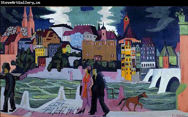 Ernst Ludwig Kirchner View of Basel and the Rhine